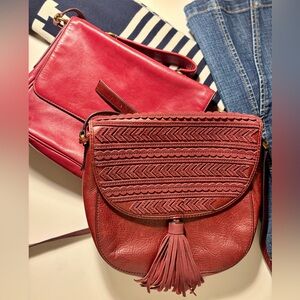 • Fossil Cranberry Pair – Timeless Leather Set of crossbody purses